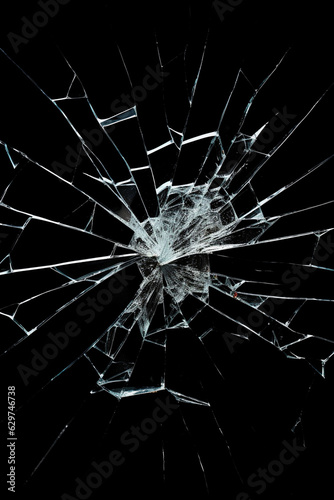 Broken glass texture. Isolated realistic cracked glass effect