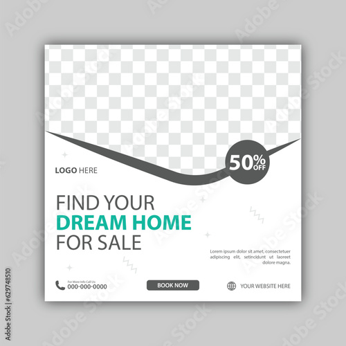 Set of House for sale social media promotion design template. Editable modern banner with place for the photo. Usable for social media post and web.

