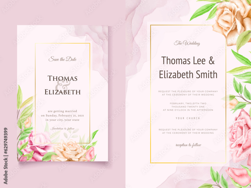 Floral Watercolor Wedding Invitation Card Template