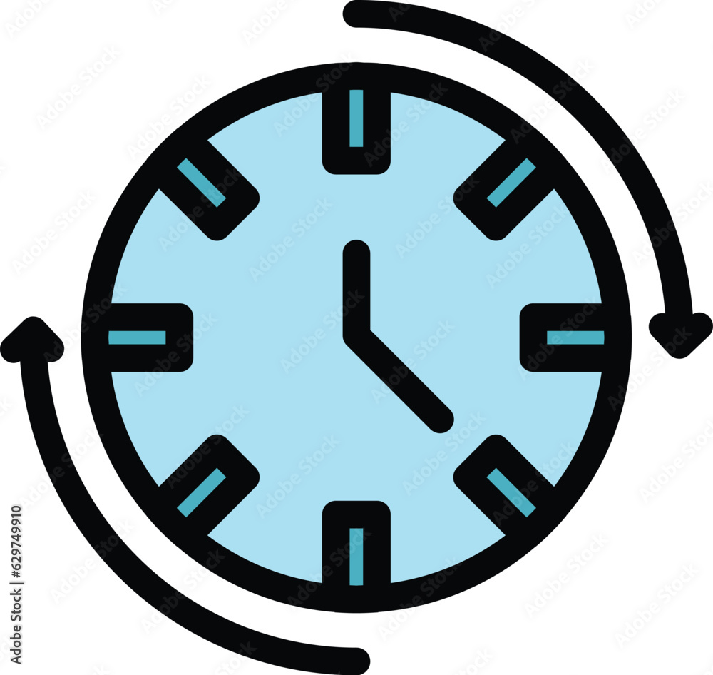 Hour clock icon outline vector. Timer duration. Length date color flat Hour clock icon outline vector. Timer duration. Length date color flat