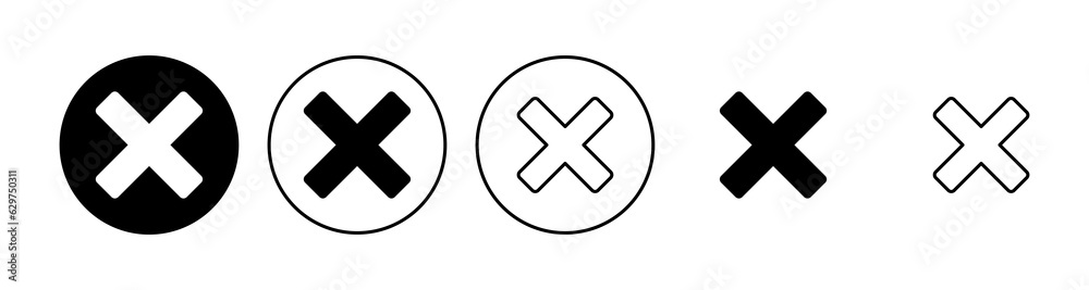Close icon set. Delete icon vector. cross sign Close icon set. Delete icon vector. cross sign