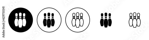 Bowling icon set. bowling ball and pin icon. bowling pins