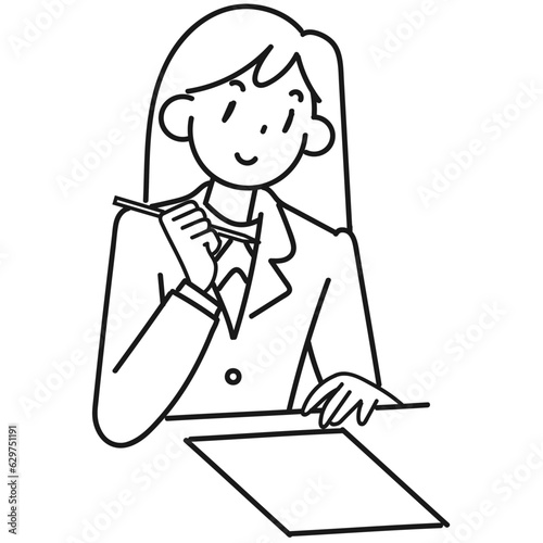 テストを受ける女子高生のイラスト