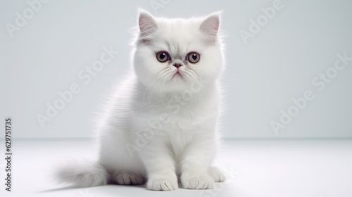 white persian cat on white