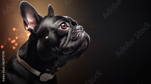 portrait of black and white dog photo