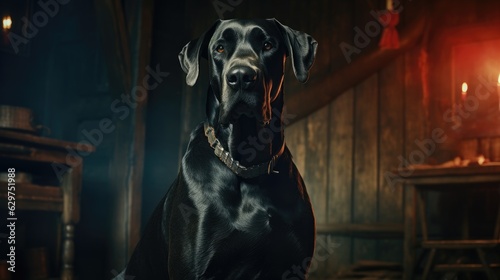 portrait of a black and white dog Great Dane dog 4k