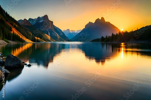 sunset on the lake generated by AI © Glenn Finch