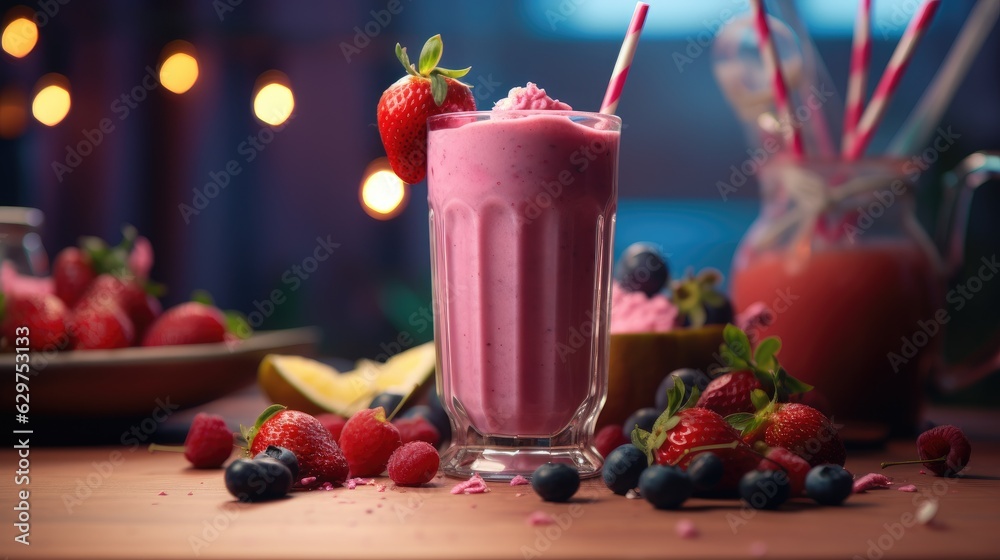cocktail with strawberry and mint