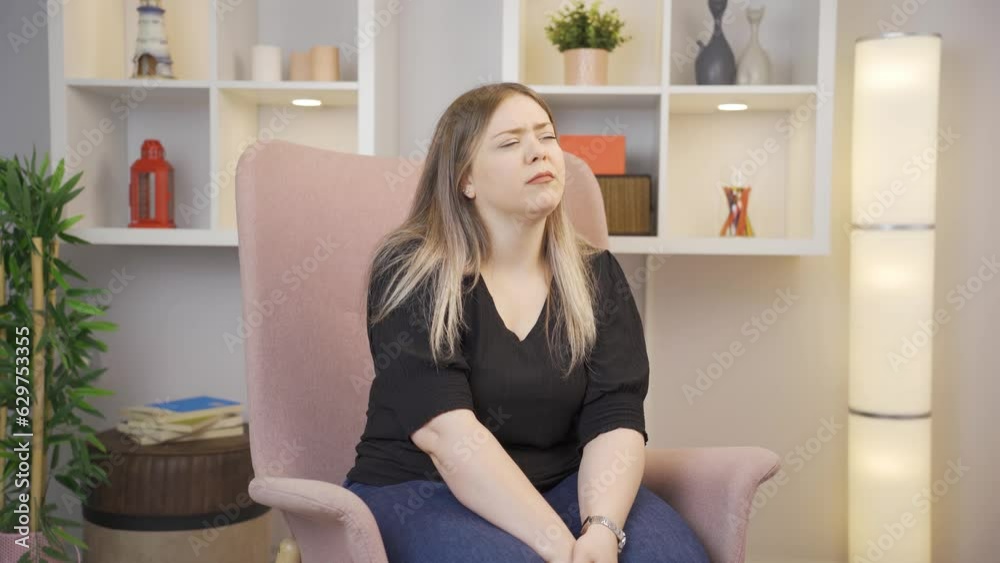 Young woman with Psychological Problems alone at home. Young woman with Psychological Problems alone at home.