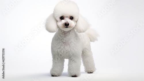 white poodle puppy on white