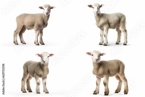 sheep set isolated on white background.