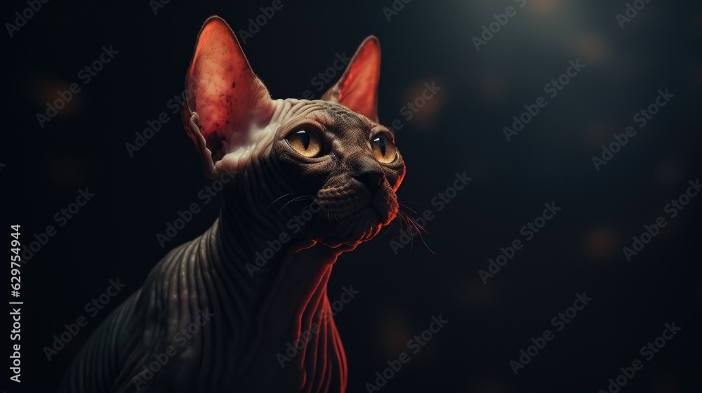 Sphynx Cat 4k black background