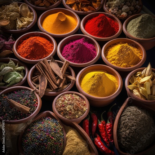 Spices on black background an amazing photo highly spices and herbs on a table