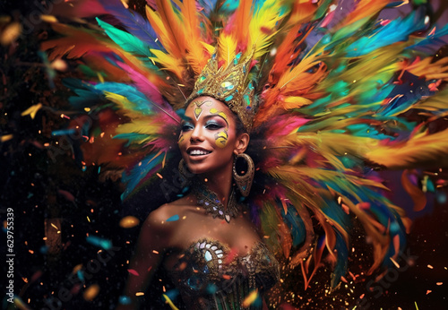 colorful and bright Brazilian carnival illustration. Participant's portrait.