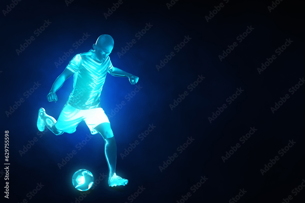 Soccer player on blue background