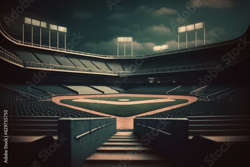 Image of a stadium for baseball. Generative AI