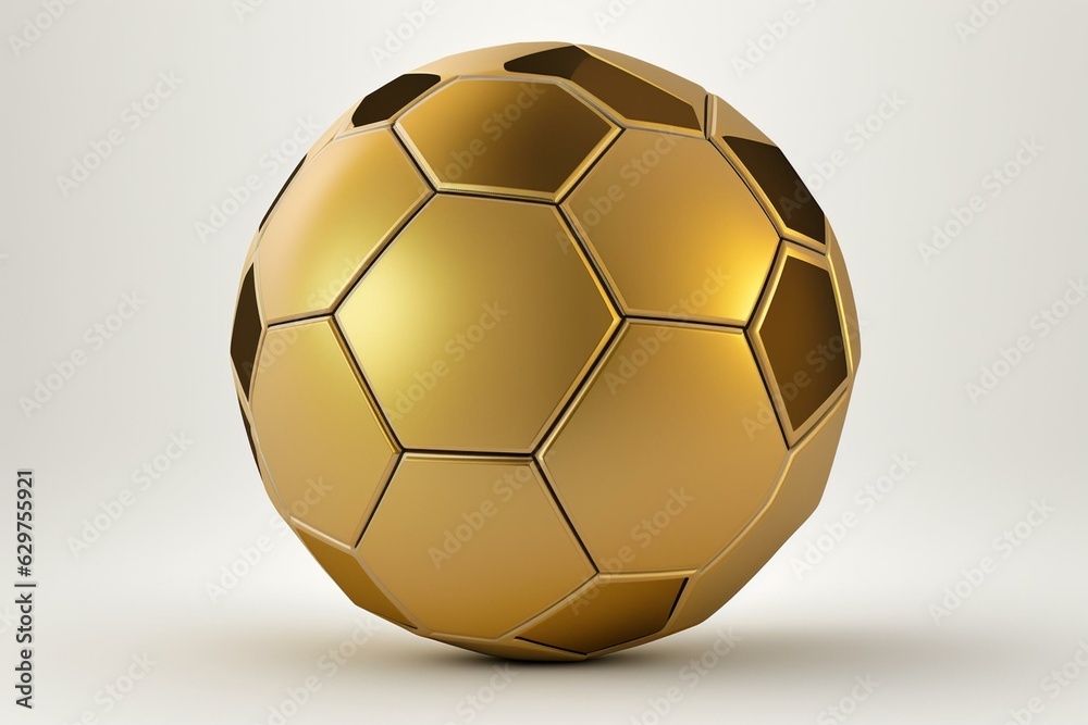 Isolated gold soccer ball on white background. Generative AI