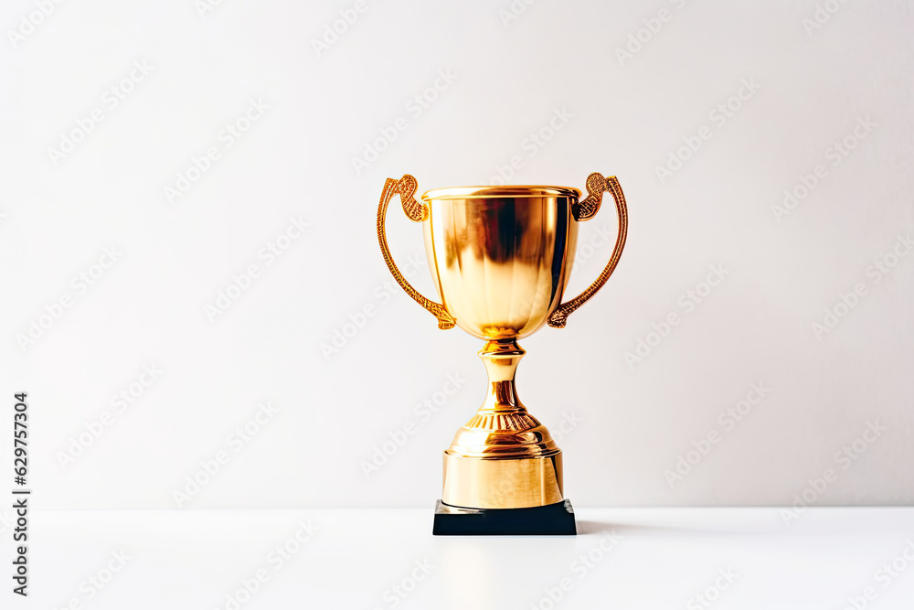 Gold trophy a best champion award on success prize winner with golden reward victory competition cup on a white background Gold trophy a best champion award on success prize winner with golden reward victory competition cup on a white background