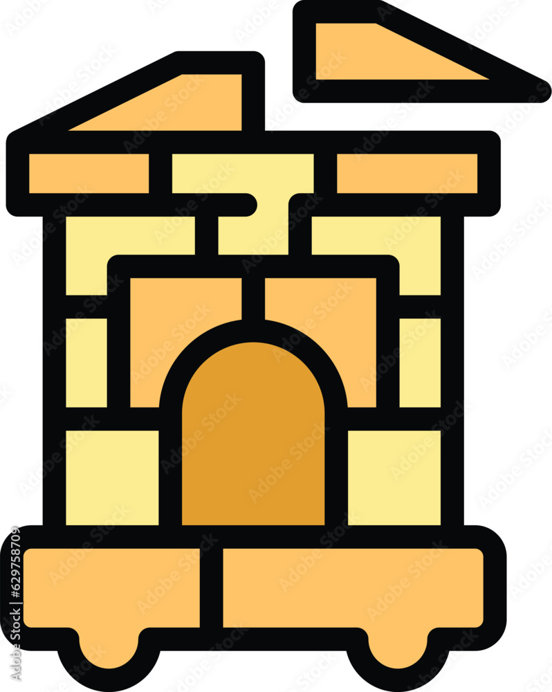 Kid constructor icon outline vector. Children education. Online boy color flat Kid constructor icon outline vector. Children education. Online boy color flat