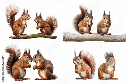 set of squirrels isolated on white background. © Fotograf