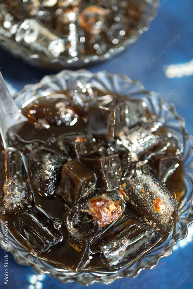 Grass jelly or herb jelly, Dessert in Southeast Asia made from plant