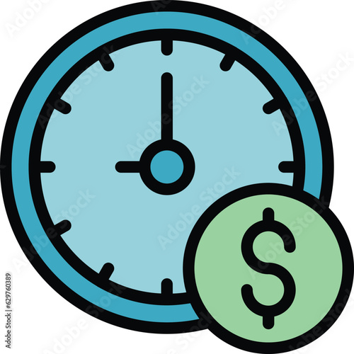 Money sending time icon outline vector. Send payment. Wallet app color flat