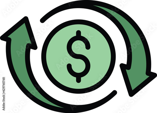Money convert icon outline vector. Bank app. Mobile payment color flat