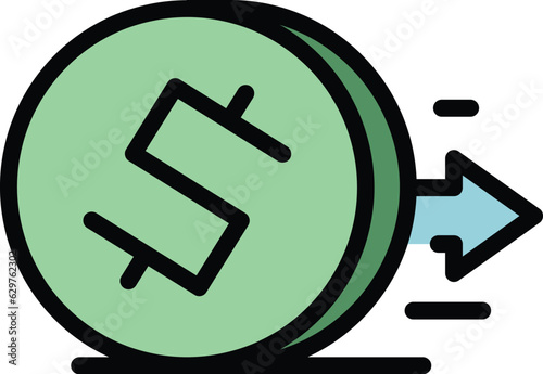 Take money coin icon outline vector. Send mobile. Wallet bank color flat