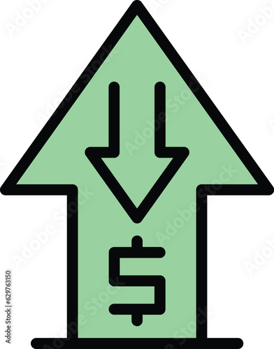 Upload online money icon outline vector. Mobile payment. Wallet bank color flat