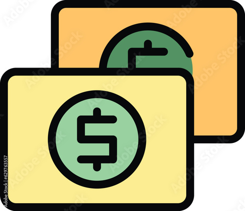 Online bank chat icon outline vector. Send payment. Wallet app color flat