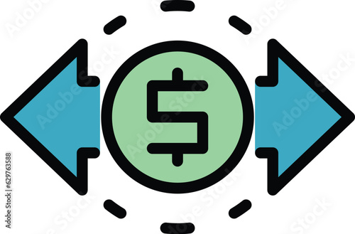 Transfer money icon outline vector. Send payment. Mobile wallet color flat