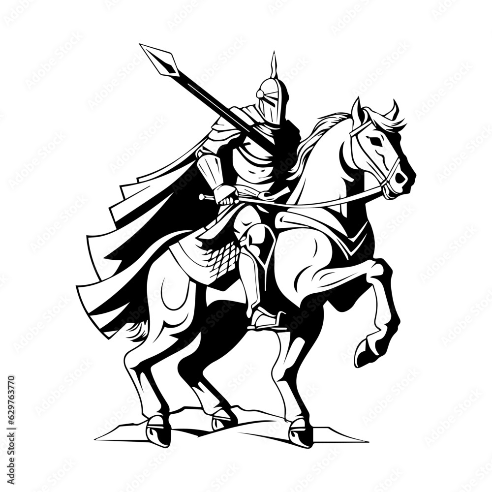 Fototapeta premium warrior with horse 