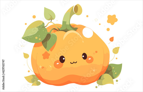Autumn Cute Pumpkin Illustration, Colorful Cute Pumpkin vector 