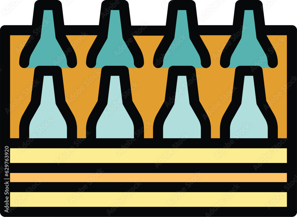 Beer box icon outline vector. Factory process. Tank drink color flat