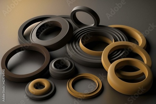 Rubber rings used for sealing purposes. Generative AI
