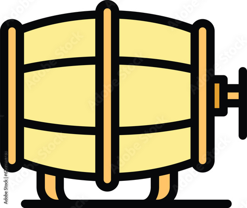 Beer barrel icon outline vector. Factory process. Tank drink color flat