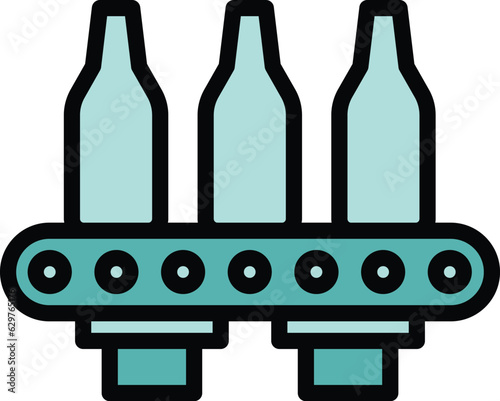 Beer process line icon outline vector. Factory tank. Drink production color flat