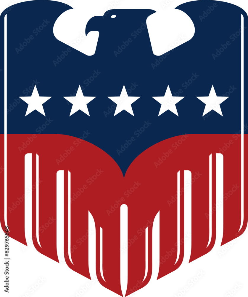 American Eagle Logo With Stars, Red and Blue Wings Stock Vector | Adobe