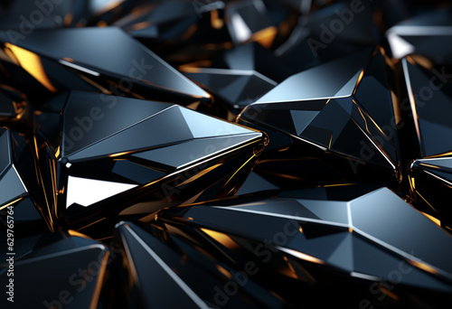 a shiny black wallpaper with  geometric shapes, in the style of cubist multifaceted angles, hard surface modeling, abstract minimalism appreciator, metal compositions photo