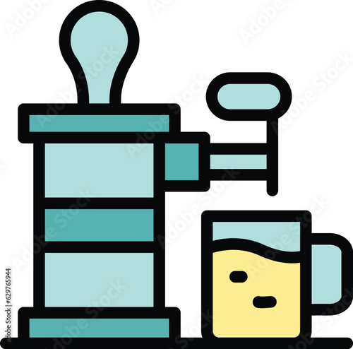 Beer mug icon outline vector. Tank process. Tank drink color flat