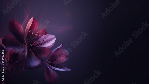 Top view and close-up image of beautiful blooming red rose flowers in corner on black background with copy space