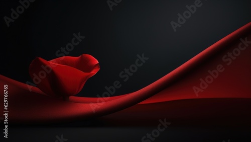 Top view and close-up image of beautiful blooming red rose flowers in corner on black background with copy space