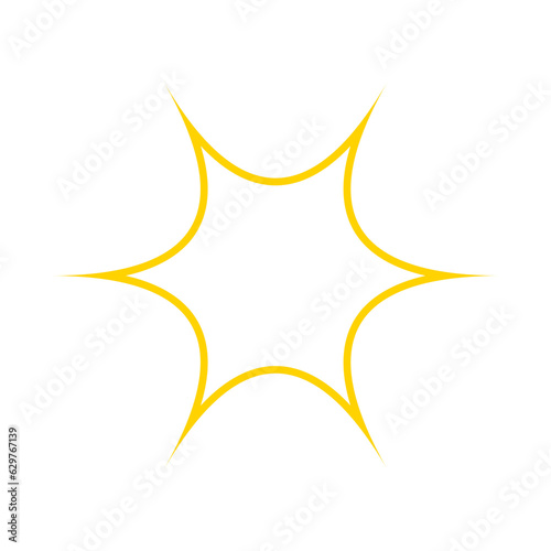 line sparkling icon design element, Sparkling stars ornament yellow design template