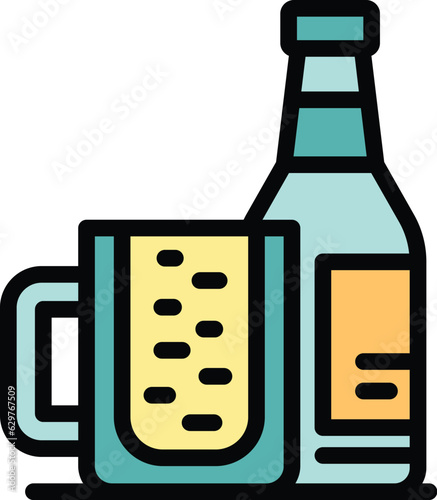 Home beer mug icon outline vector. Factory process. Drink liquid color flat