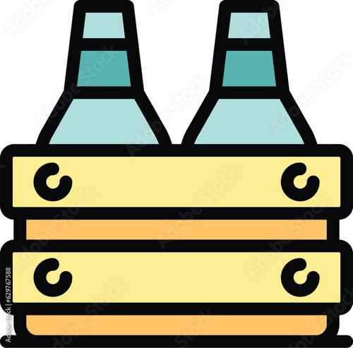 Full beer box icon outline vector. Brewery drink. Tank drink color flat