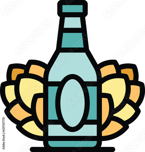 Beer bottle icon outline vector. Factory tank. Drink alcohol color flat