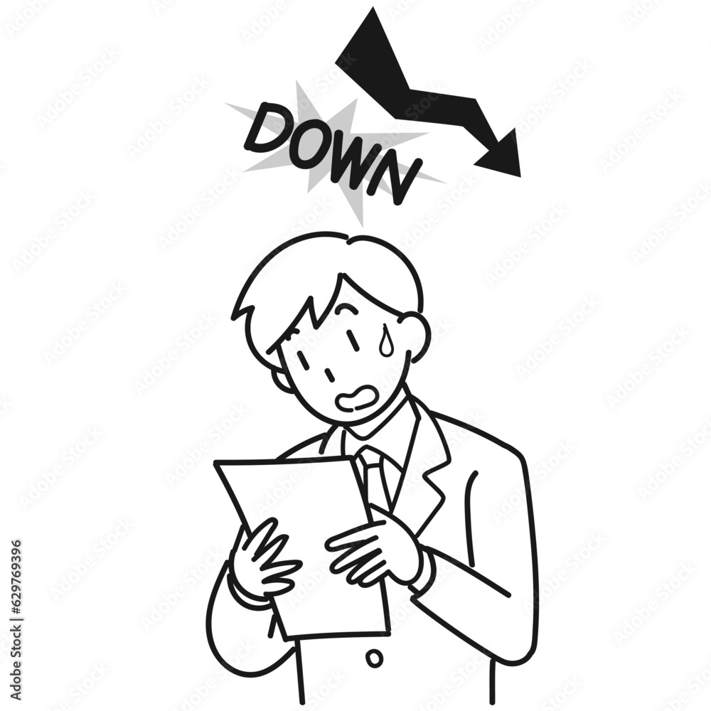 成績が下がってショックを受ける男子学生 成績が下がってショックを受ける男子学生