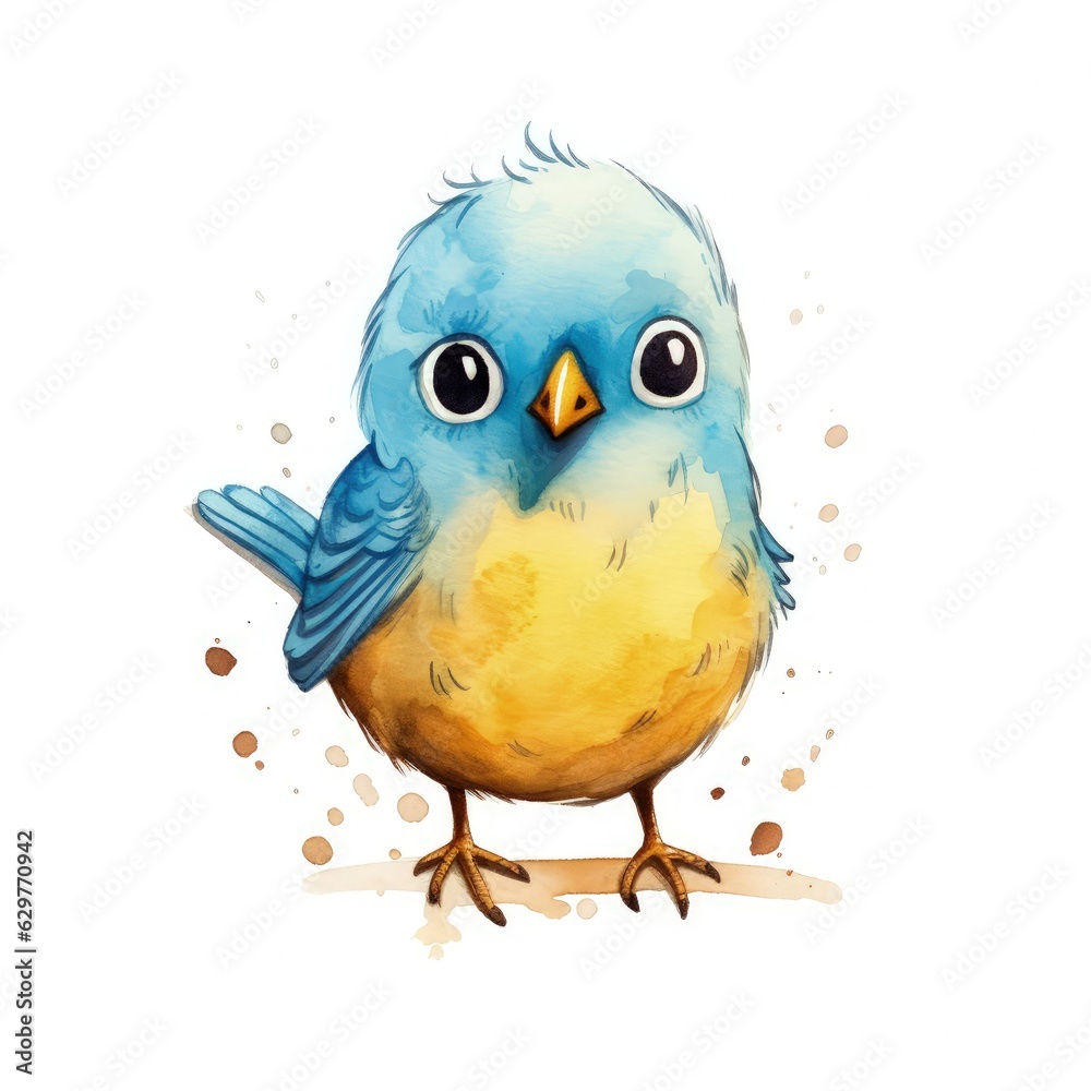 Fototapeta premium A vibrant blue and yellow bird with captivating eyes