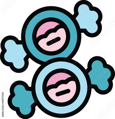 Jelly candy icon outline vector. Gummy bear. Sweet bean color flat