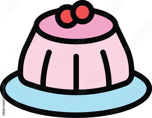 Jelly cake icon outline vector. Gelatin bean. Candy fruit color flat